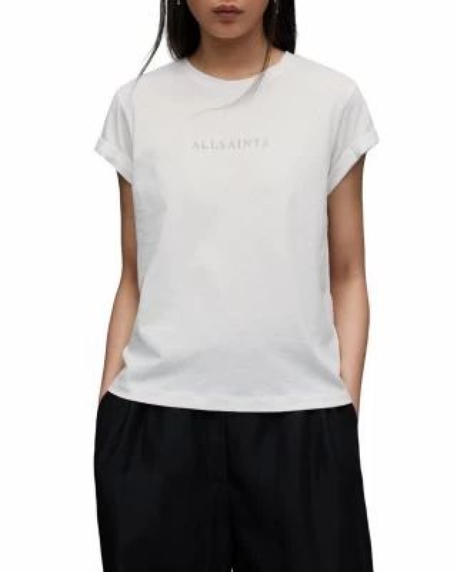 Women * | Anna Cotton Sparkle Tee Allsaints White