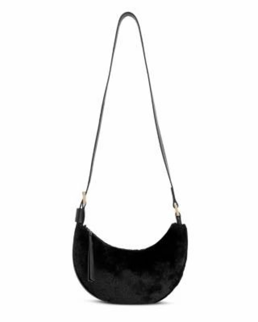 Accessory * | Half Moon Shearling Shoulder Bag Allsaints Black