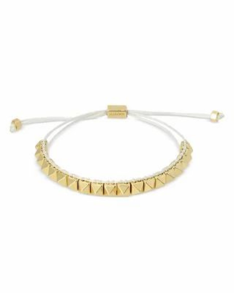 Accessory * | Pyramid Bead Cord Slider Bracelet In Tone Allsaints Gold