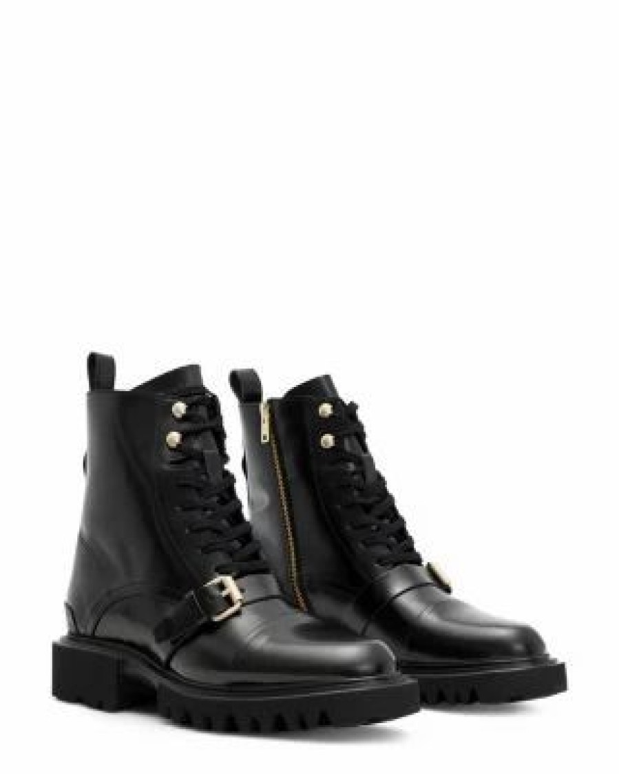 Shoes * | Women'S Tori Combat Boots Allsaints Black