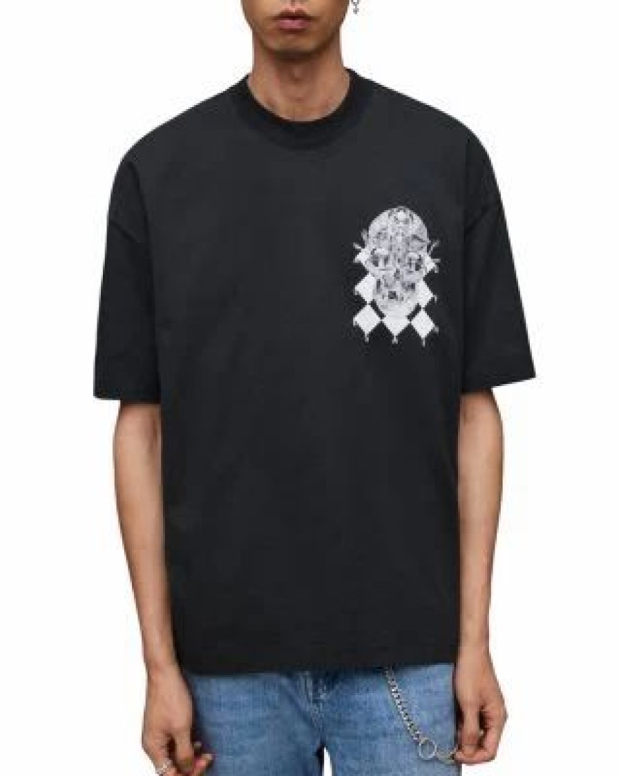 Men * | Oversized Short Sleeve Graphic Tee Allsaints Black