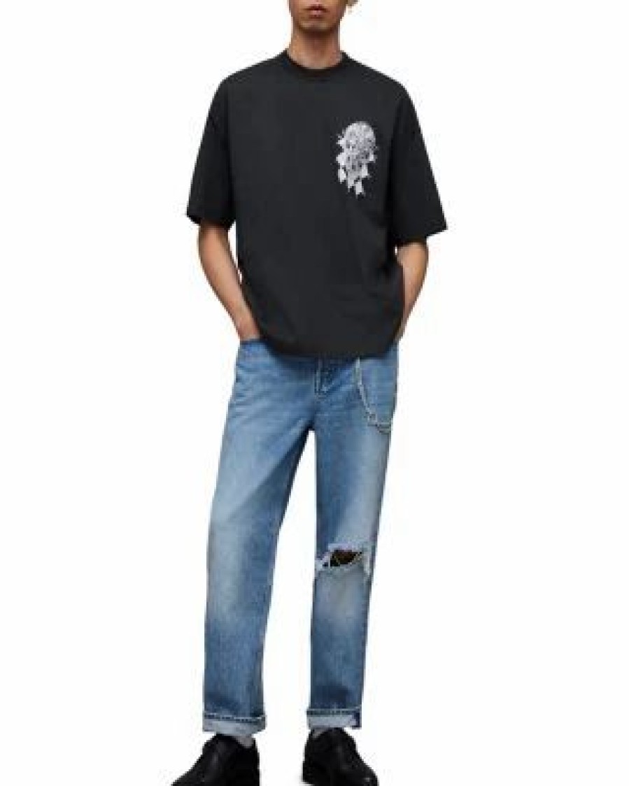 Men * | Oversized Short Sleeve Graphic Tee Allsaints Black