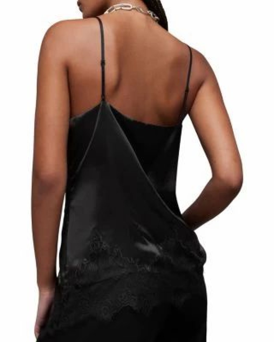 Women * | Ophelia Lace Trim Camisole Allsaints Black