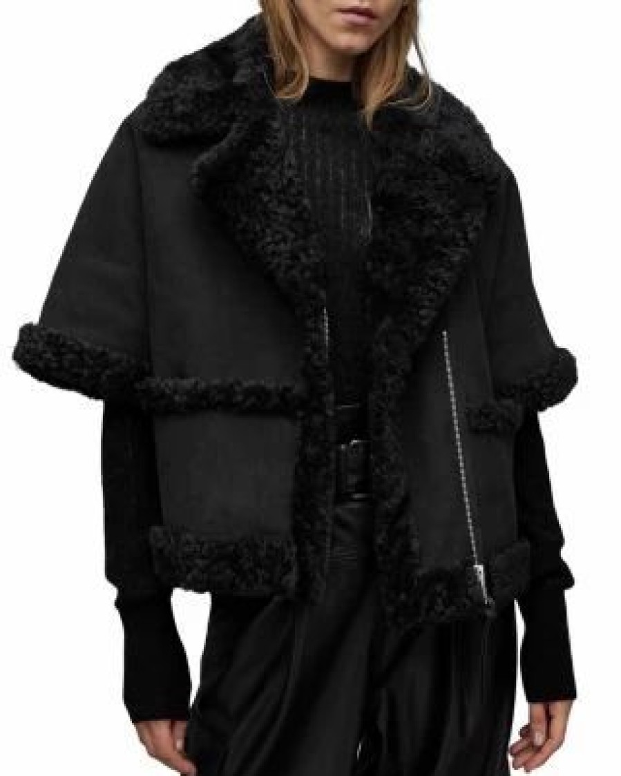 Women * | Mixi Farley Shearling Jacket Allsaints Black