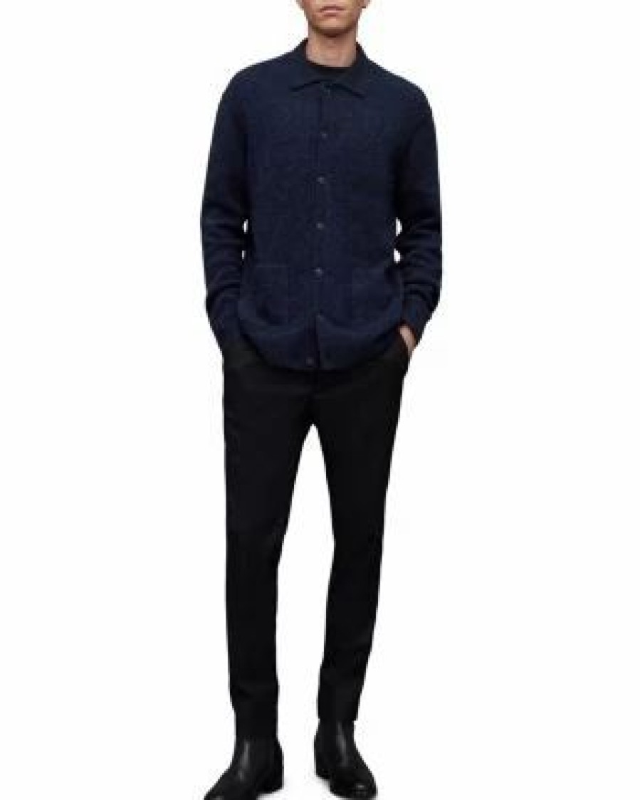 Men * | Cygnus Relaxed Fit Cardigan Sweater Allsaints Blue