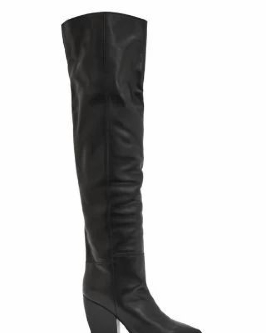 Shoes * | Women'S Reina Pointed Toe Over The Knee Boots Allsaints Black