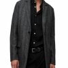 Men * | Manor Slim Fit Herringbone Overcoat Allsaints Black