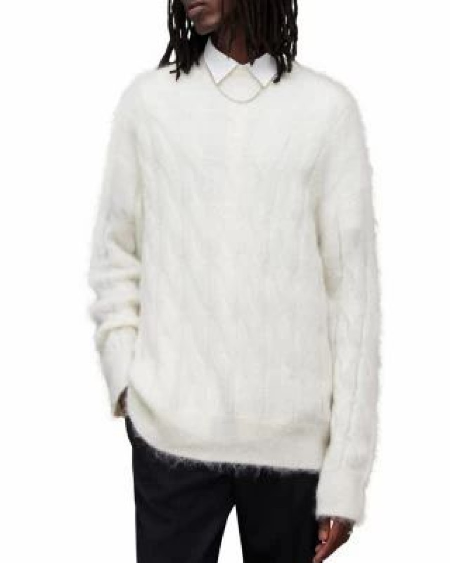 Men * | Kosmic Cable Knit Crewneck Sweater Allsaints Ivory/Cream