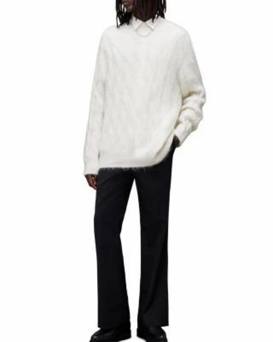 Men * | Kosmic Cable Knit Crewneck Sweater Allsaints Ivory/Cream