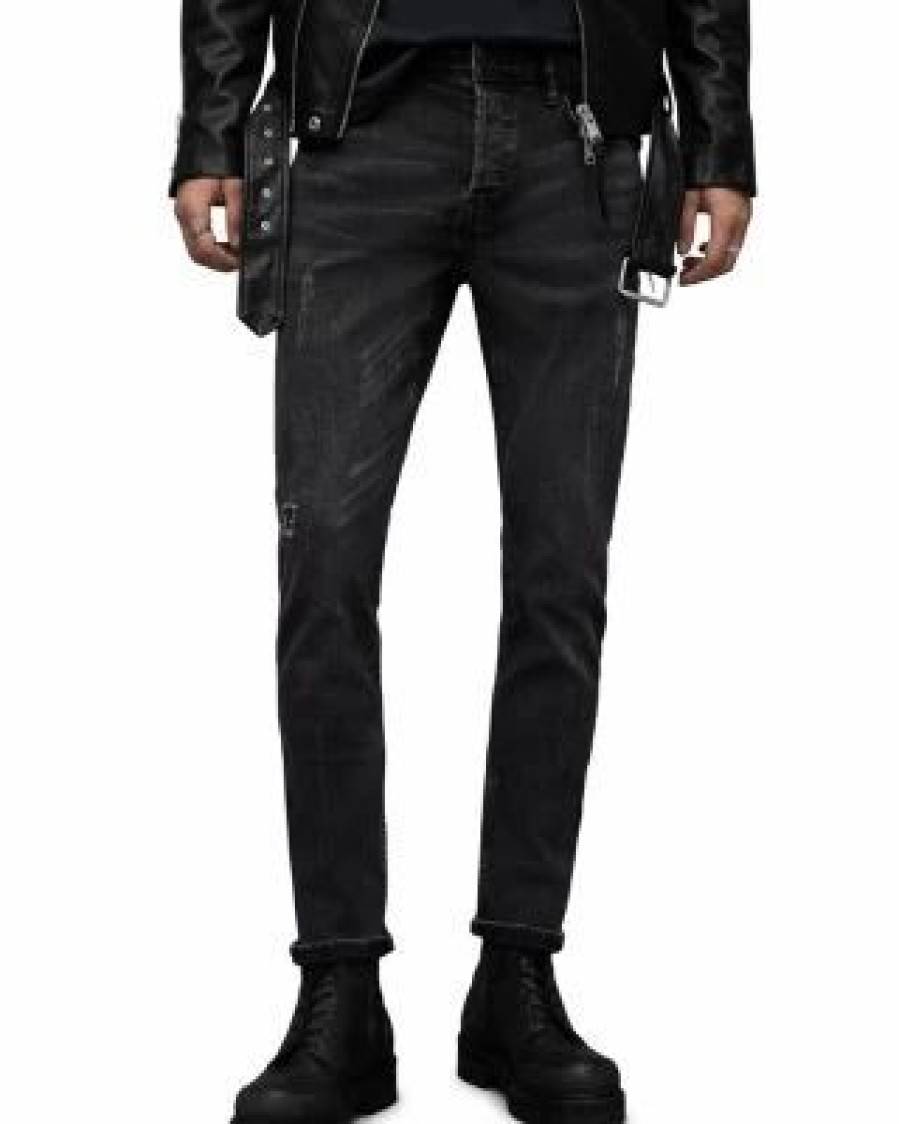 Men * | Rex Slim Fit Jeans In Washed Allsaints Black