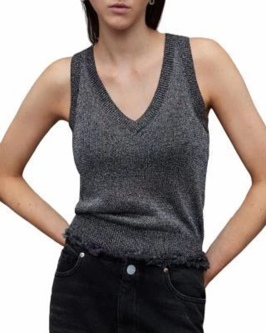 Women * | Lyra Glitter Tank Allsaints Silver