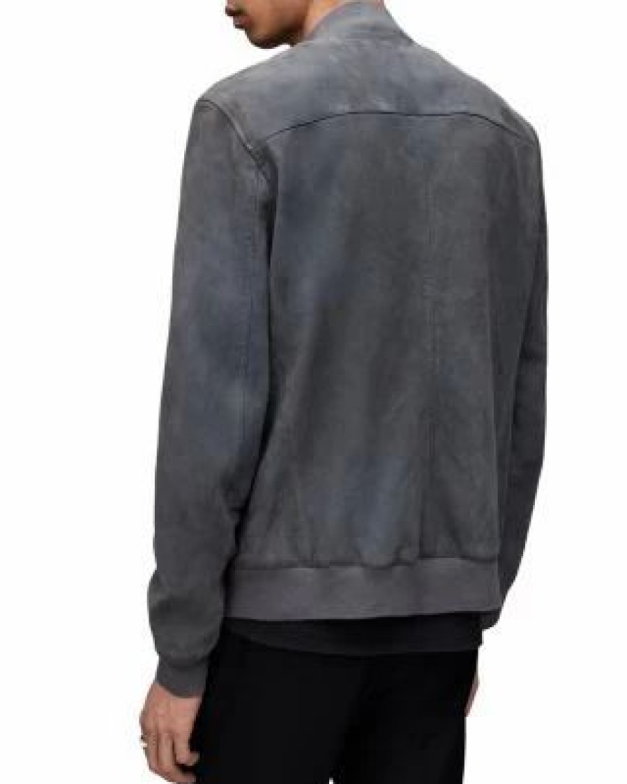 Men * | Kemble Suede Slim Fit Bomber Jacket Allsaints