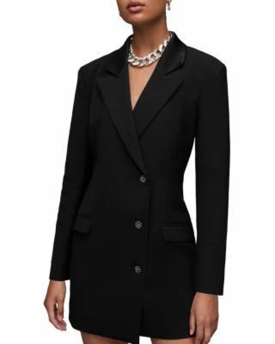 Women * | Erykah Blazer Dress Allsaints Black