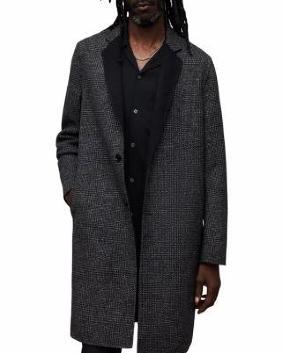 Men * | Monroy Oversized Fit Overcoat Allsaints Gray