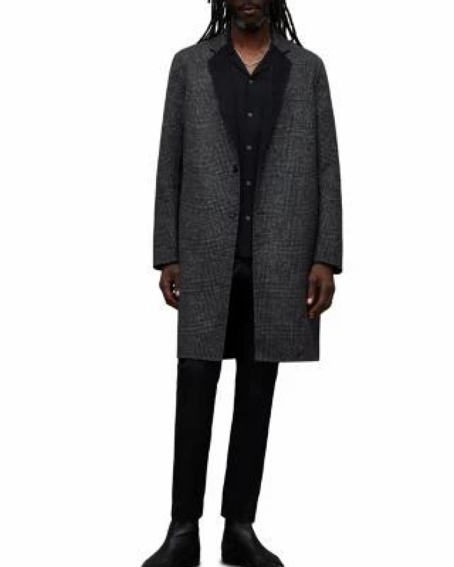 Men * | Monroy Oversized Fit Overcoat Allsaints Gray