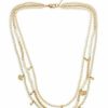 Accessory * | Mixed Charm & Bead Layered Necklace In Gold Tone, 17 -19 Allsaints White