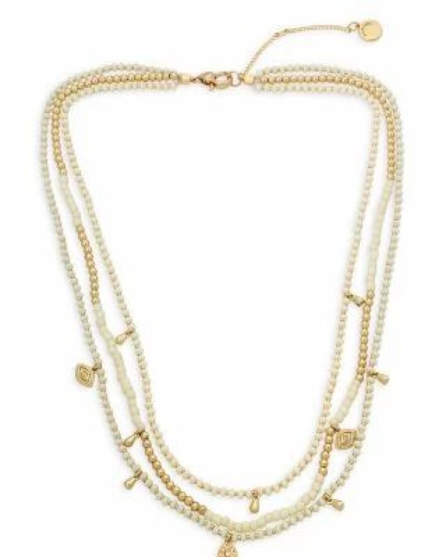 Accessory * | Mixed Charm & Bead Layered Necklace In Gold Tone, 17 -19 Allsaints White