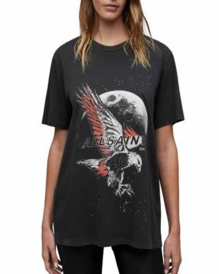 Women * | Stardust Boyfriend Graphic Tee Allsaints Black