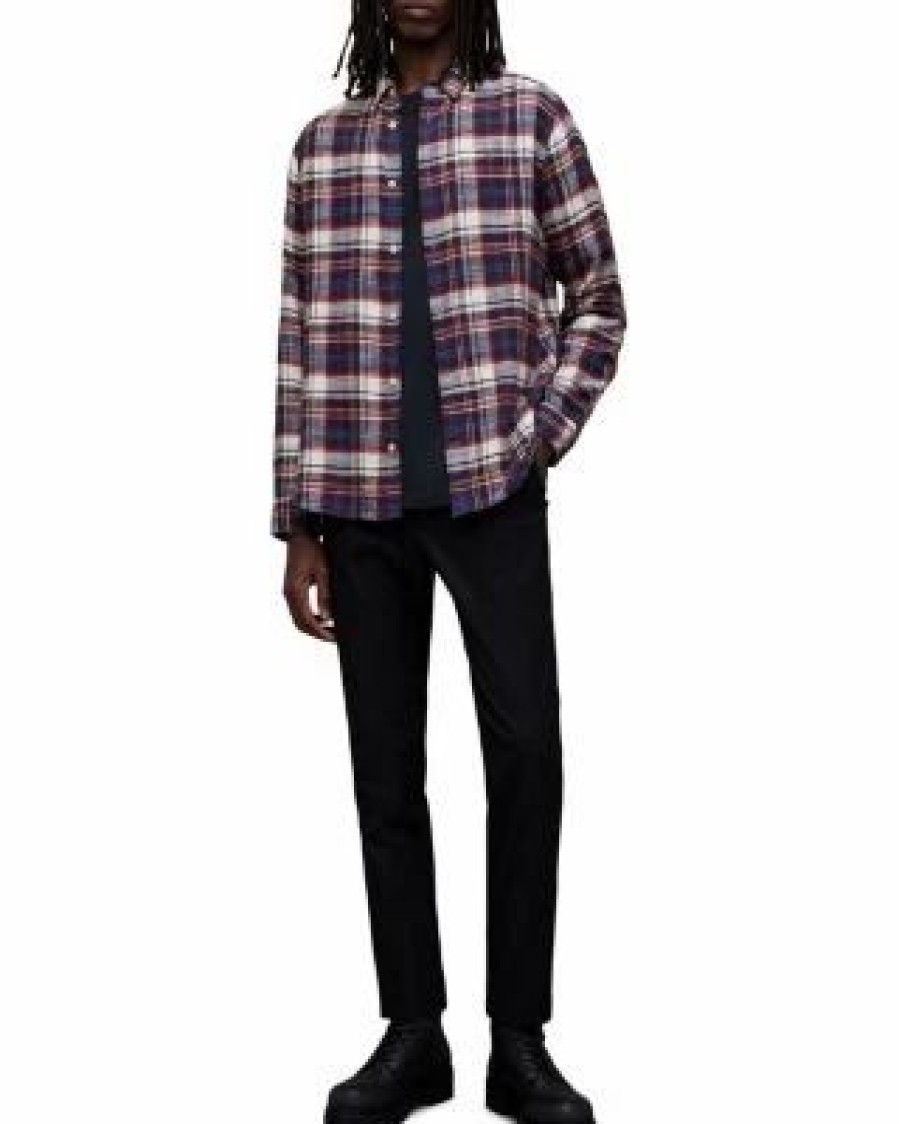 Men * | Lakeshore Relaxed Fit Printed Woven Long Sleeve Shirt Allsaints Multi