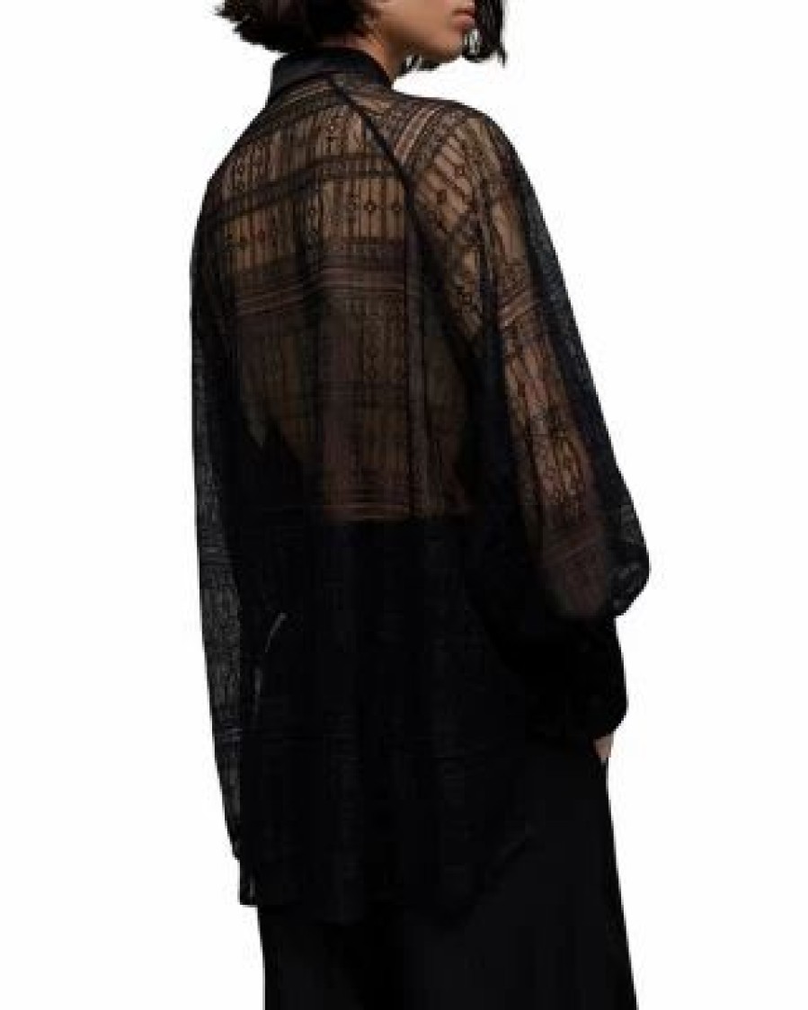 Women * | Oana Lace Shirt Allsaints Black