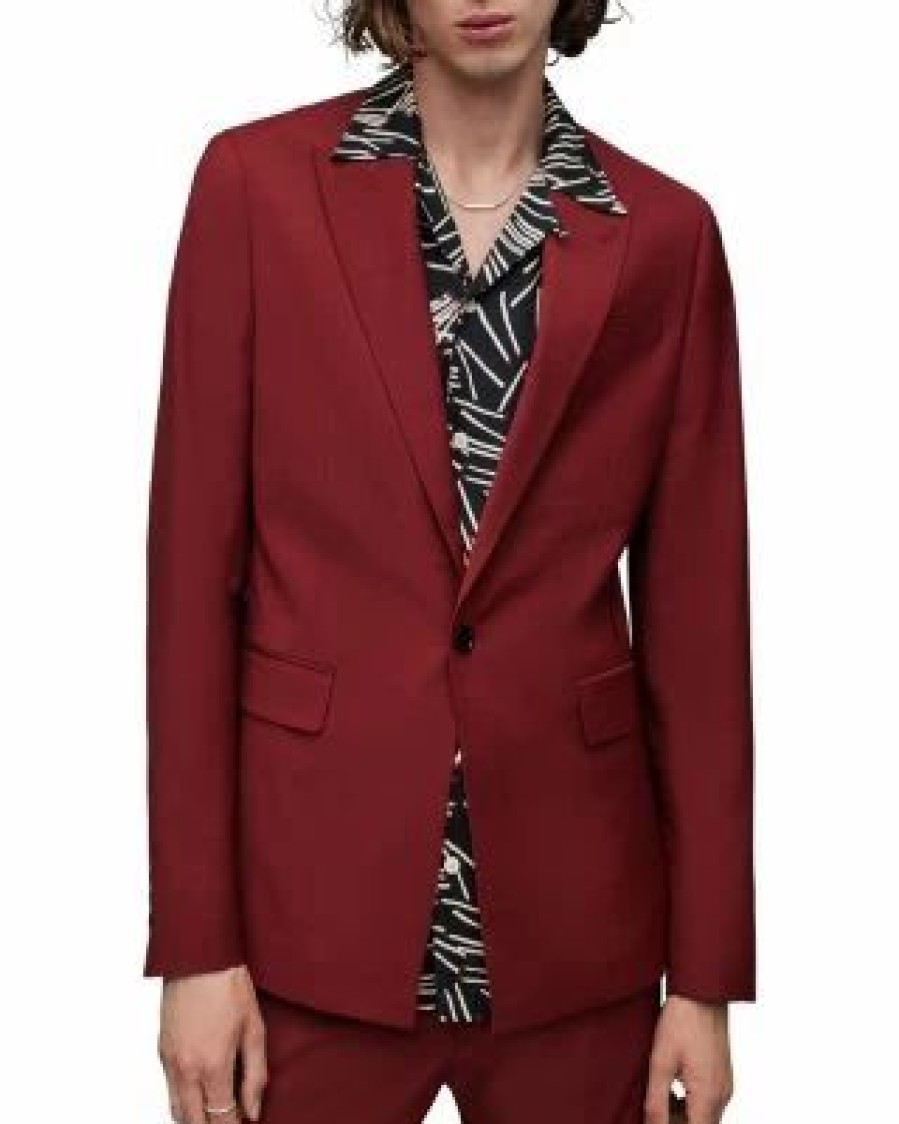 Men * | Raides Regular Fit Suit Jacket Allsaints Red