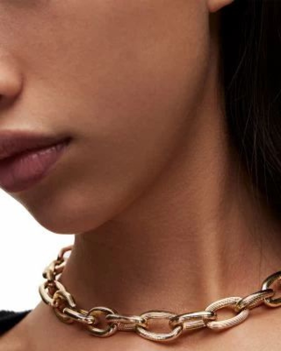 Accessory * | Bamboo Link Collar Necklace, 17 Allsaints Gold