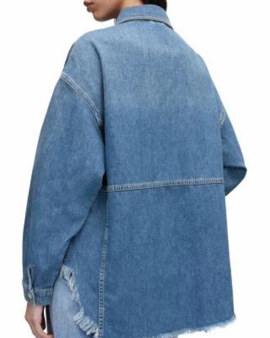 Women * | Hettie Denim Shirt Jacket Allsaints Blue