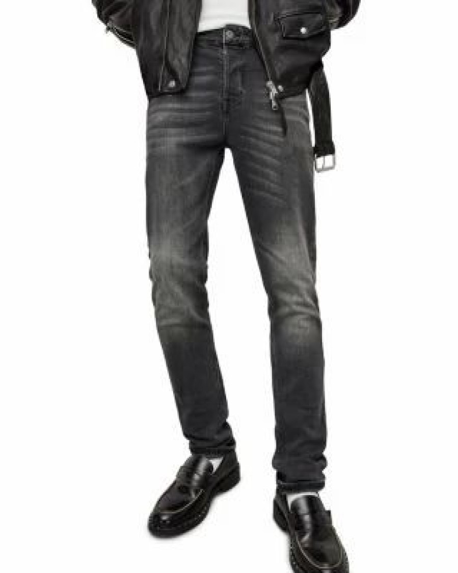 Men * | Cigarette Slim Fit Jeans In Washed Allsaints Black