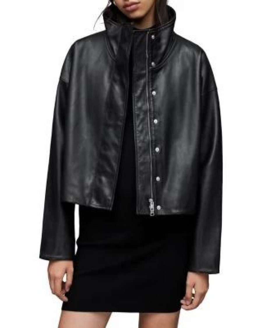 Women * | Ryder Leather Jacket Allsaints Black