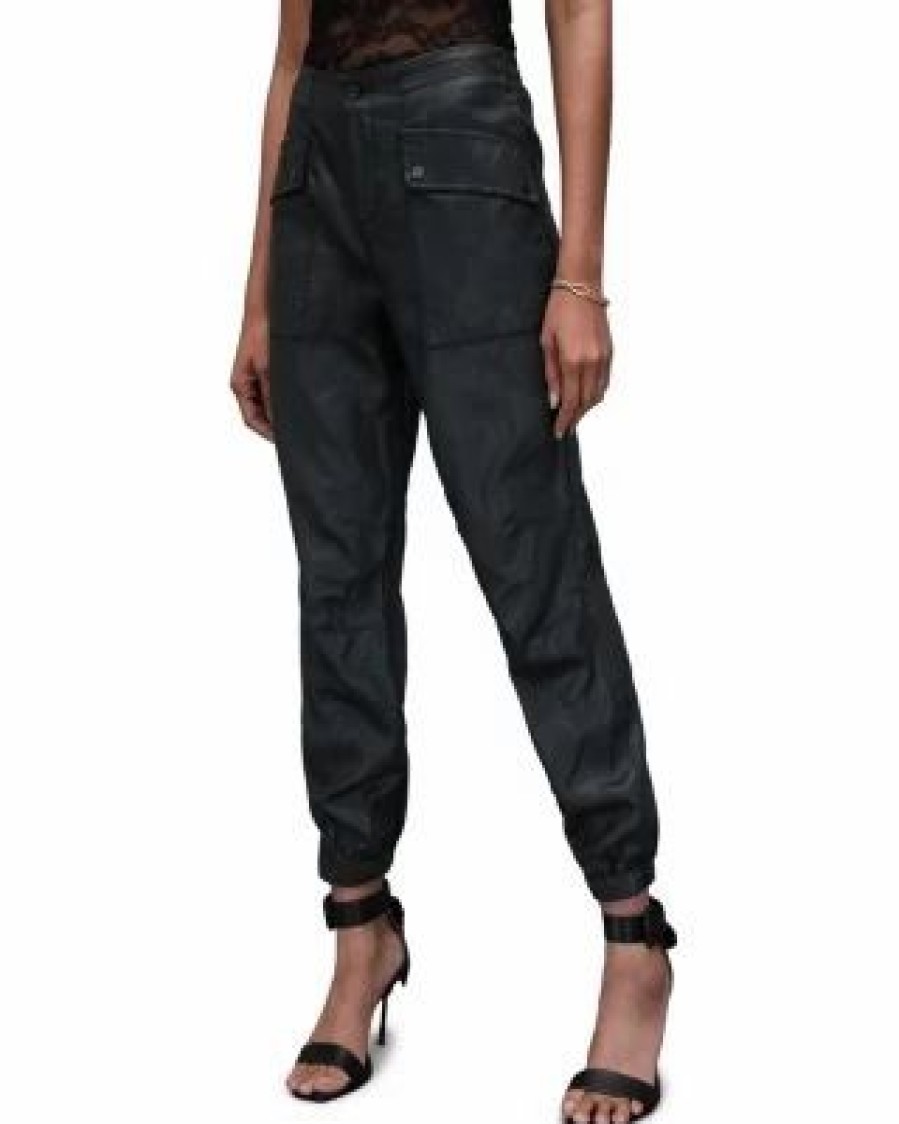 Women * | Val Coated Utility Trousers Allsaints Black