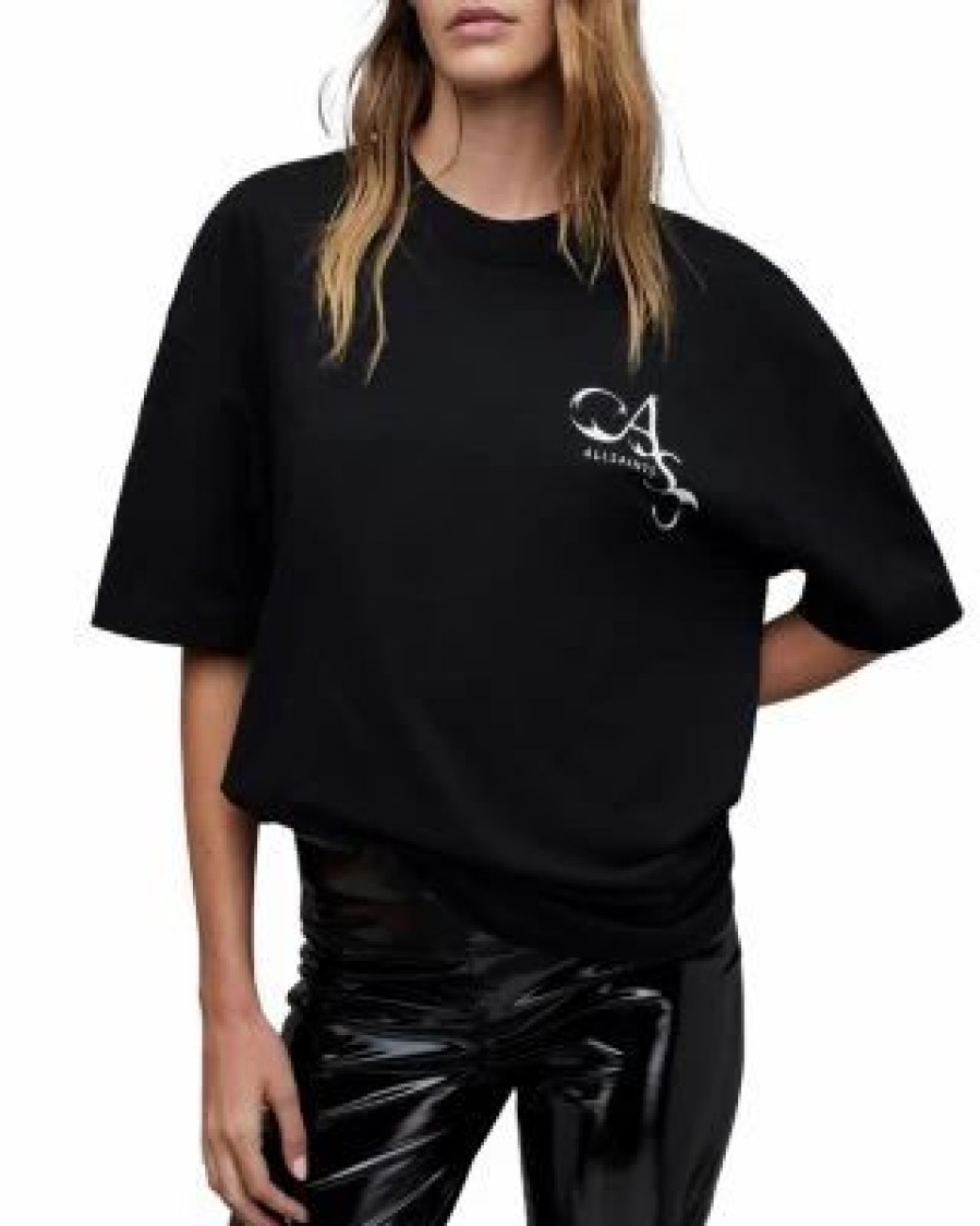 Women * | Moments Cotton Short Sleeve Tee Allsaints Black