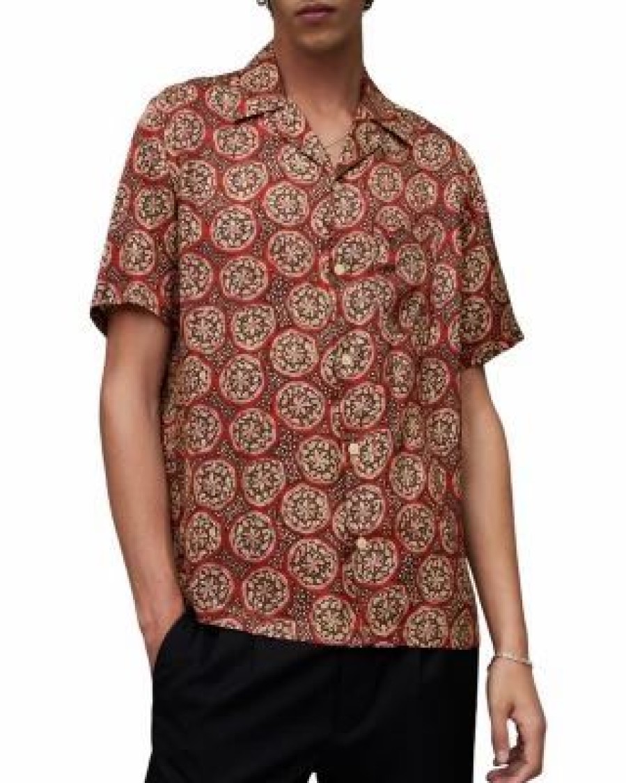 Men * | Ozymandias Relaxed Fit Button Down Camp Shirt Allsaints Multi