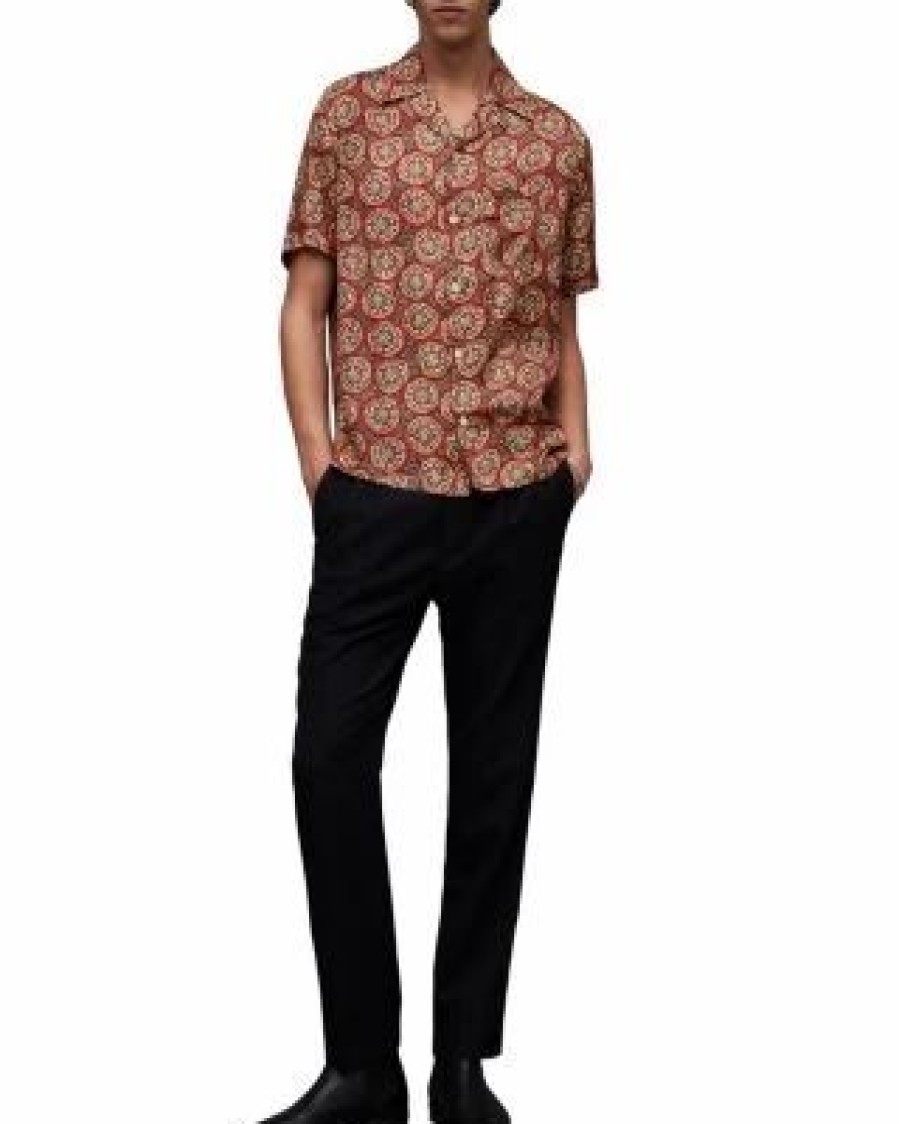 Men * | Ozymandias Relaxed Fit Button Down Camp Shirt Allsaints Multi