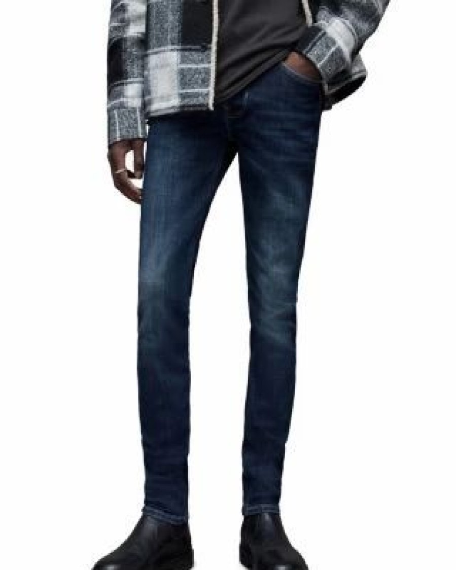 Men * | Cigarette Skinny Jeans In Indigo Allsaints Blue