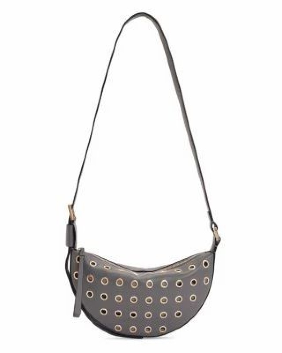 Accessory * | Half Moon Eyelet Crossbody Allsaints Gray