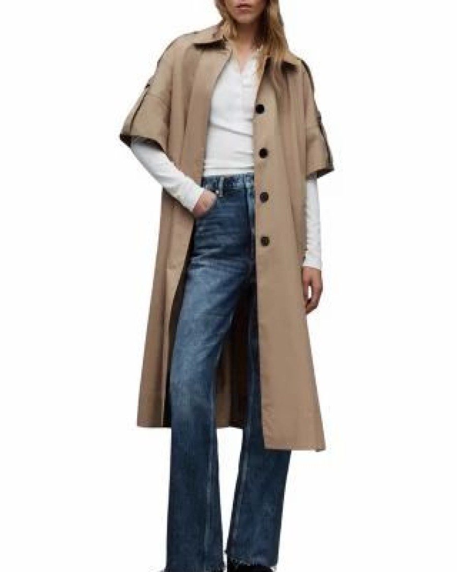 Women * | Tina Short Sleeve Trench Allsaints Tan/Beige