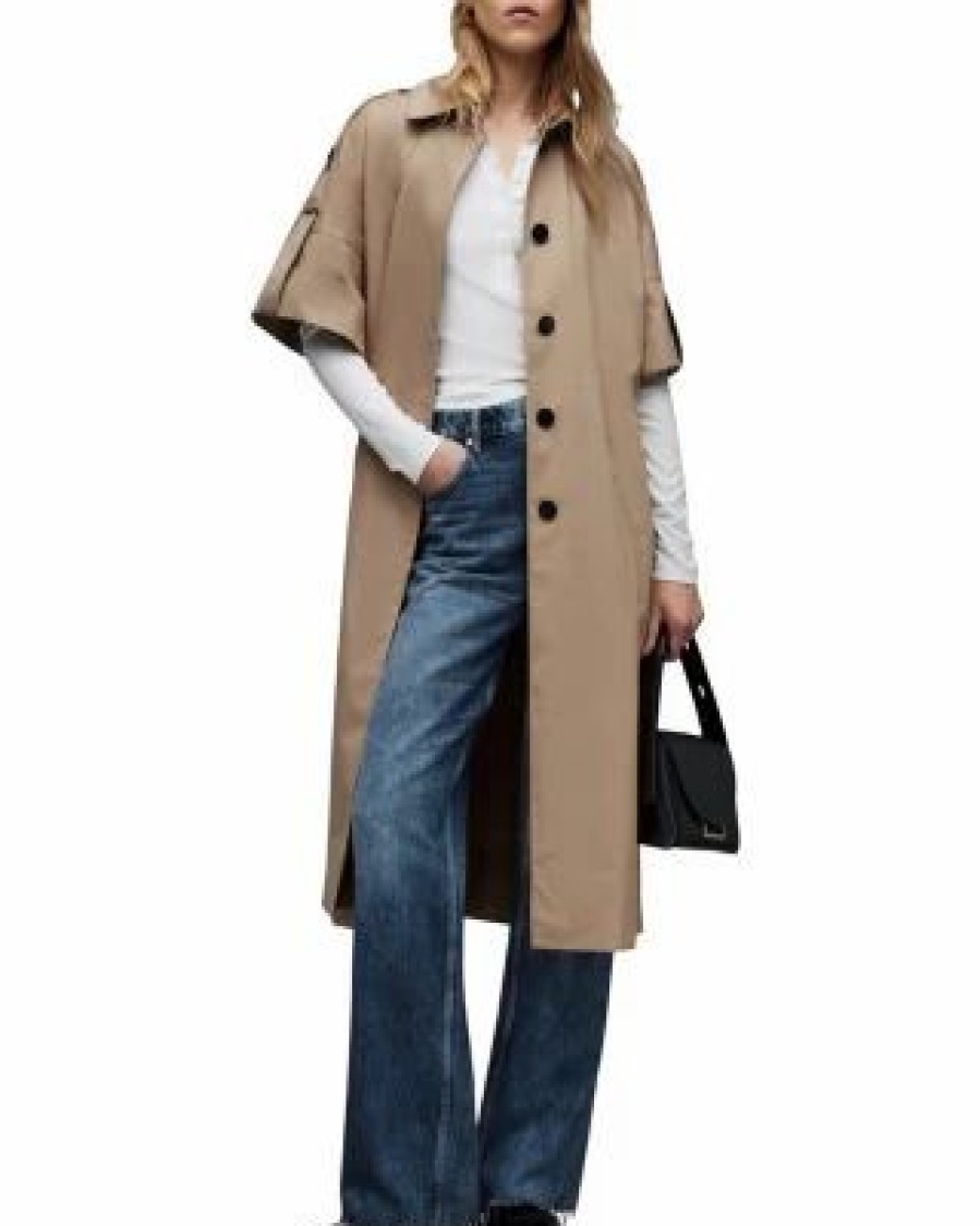 Women * | Tina Short Sleeve Trench Allsaints Tan/Beige