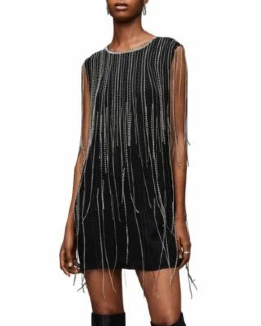 Women * | Ilia Diamante Dress Allsaints Black