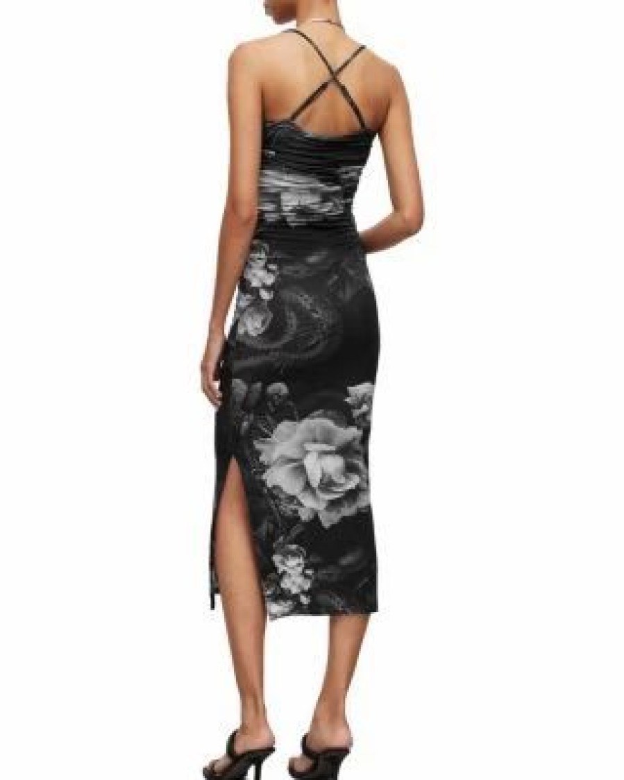 Women * | Amaya Valley Sleeveless Cutout Midi Dress Allsaints Black