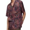 Men * | Zowie Relaxed Fit Printed Short Sleeve Camp Shirt Allsaints Multi