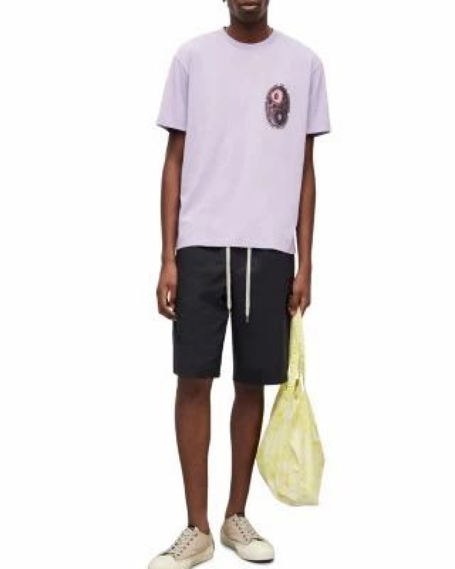 Men * | Dual Graphic Short Sleeve Crewneck Organic Cotton Tee Allsaints Purple