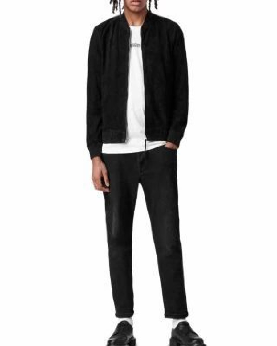 Men * | Ronan Leather Bomber Jacket Allsaints Black