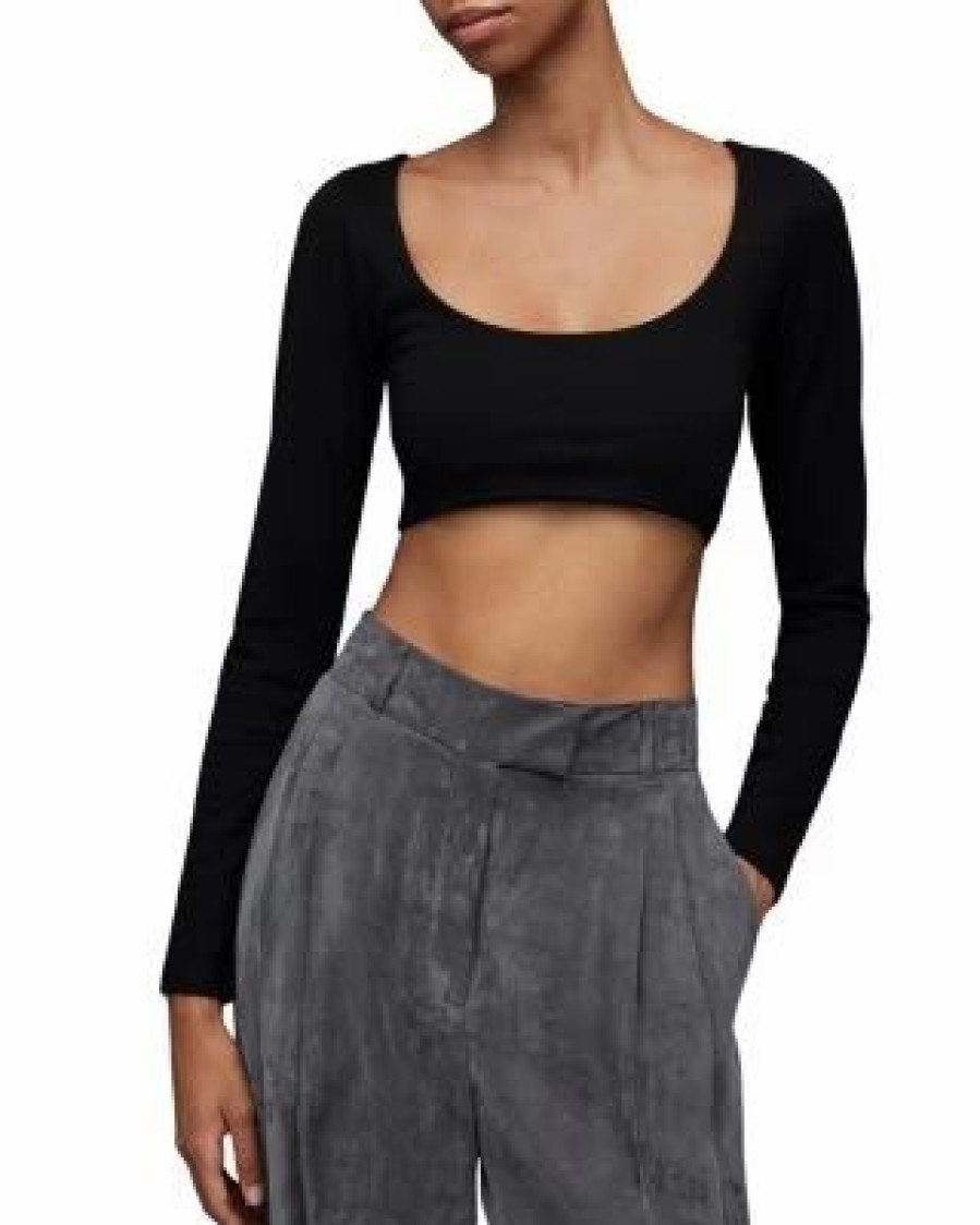 Women * | Ciara Long Sleeve Crop Top Allsaints Black