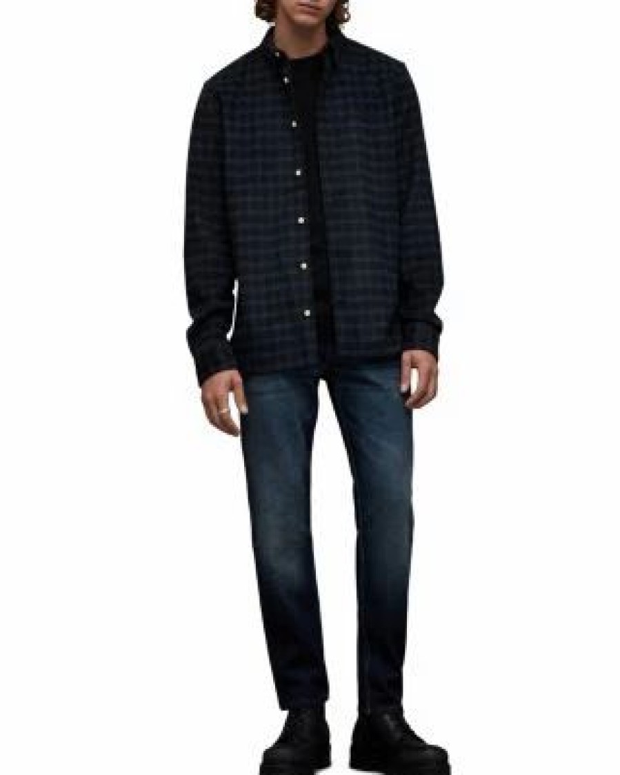 Men * | Volans Relaxed Fit Button Down Shirt Allsaints Black