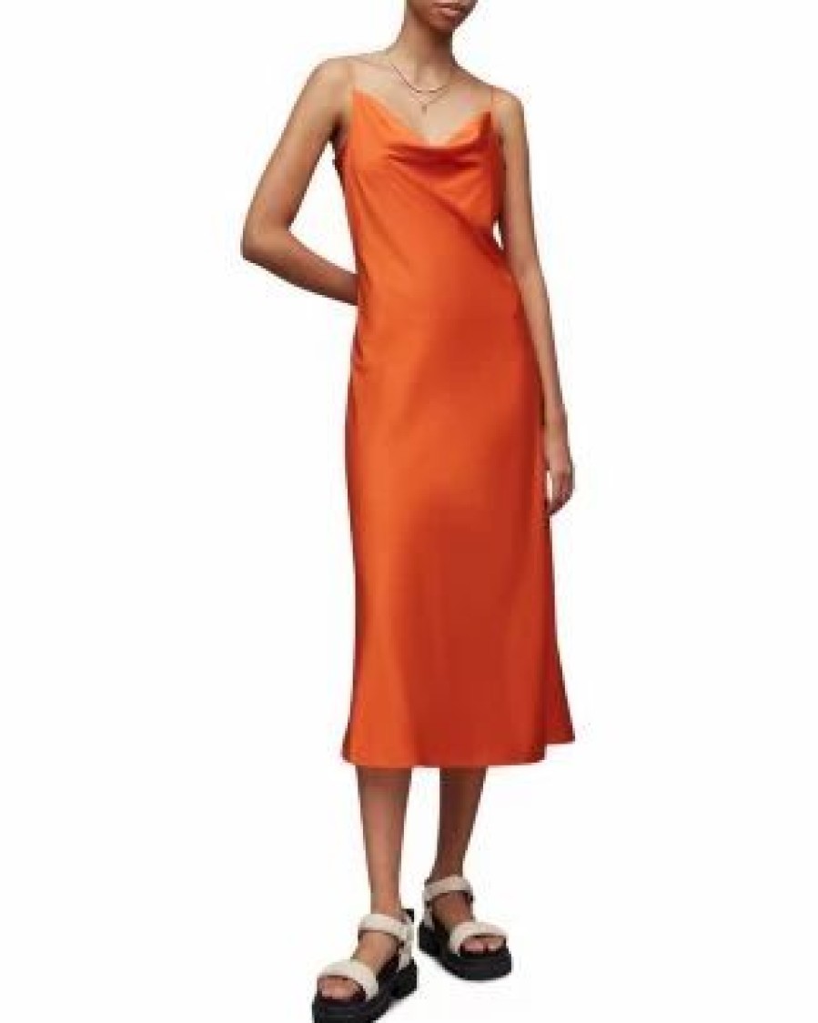 Women * | Hadley Midi Dress Allsaints Orange