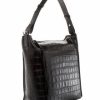 Accessory * | Kita Croc Embossed Leather Shoulder Bag Allsaints Black