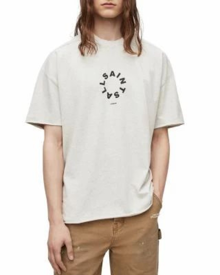 Men * | Kayden Oversized Crew Neck Logo T-Shirt Allsaints Gray