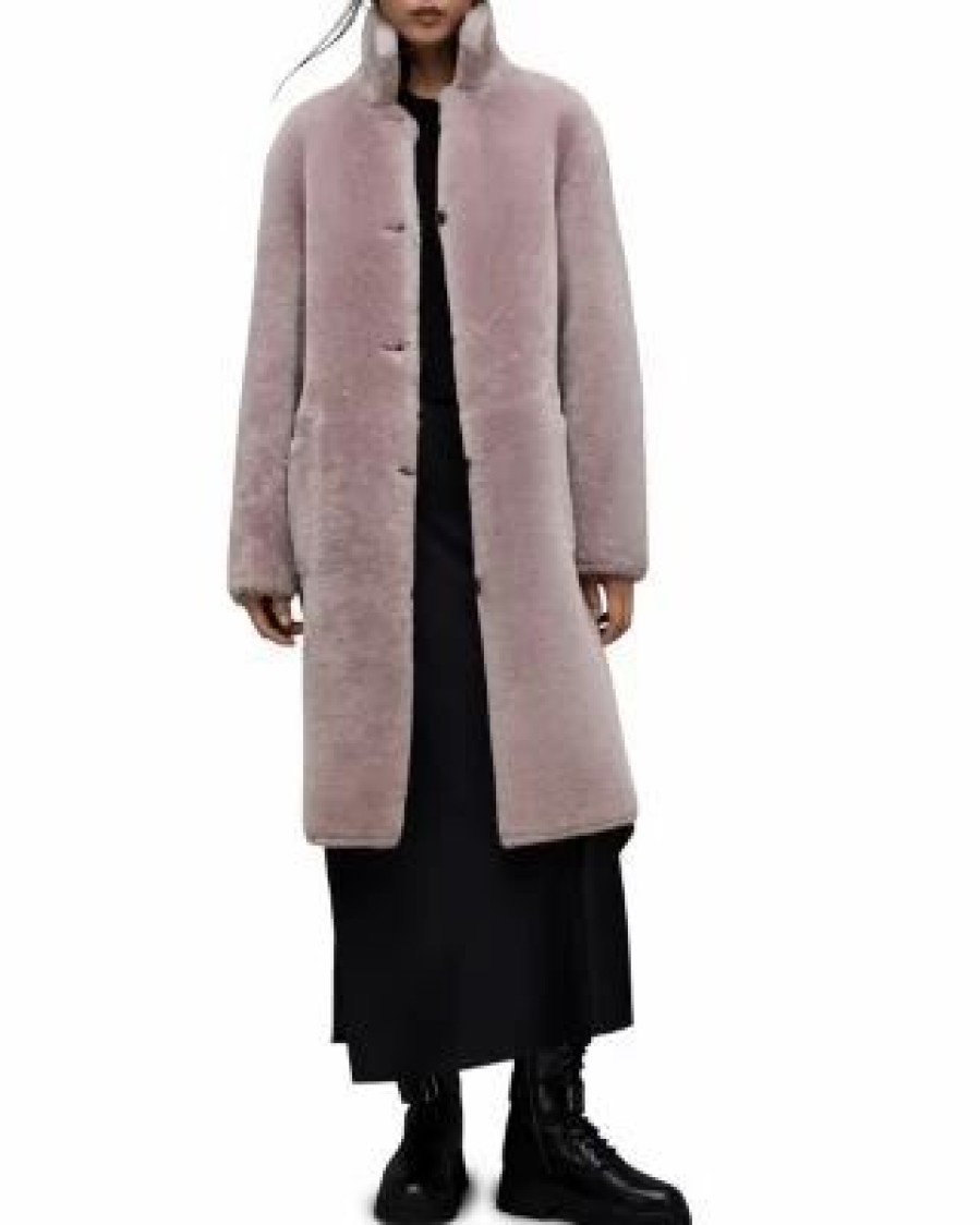 Women * | Serra Reversible Shearling Coat Allsaints