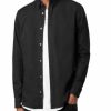 Men * | Hawthorne Cotton Solid Regular Fit Button Down Shirt Allsaints Black