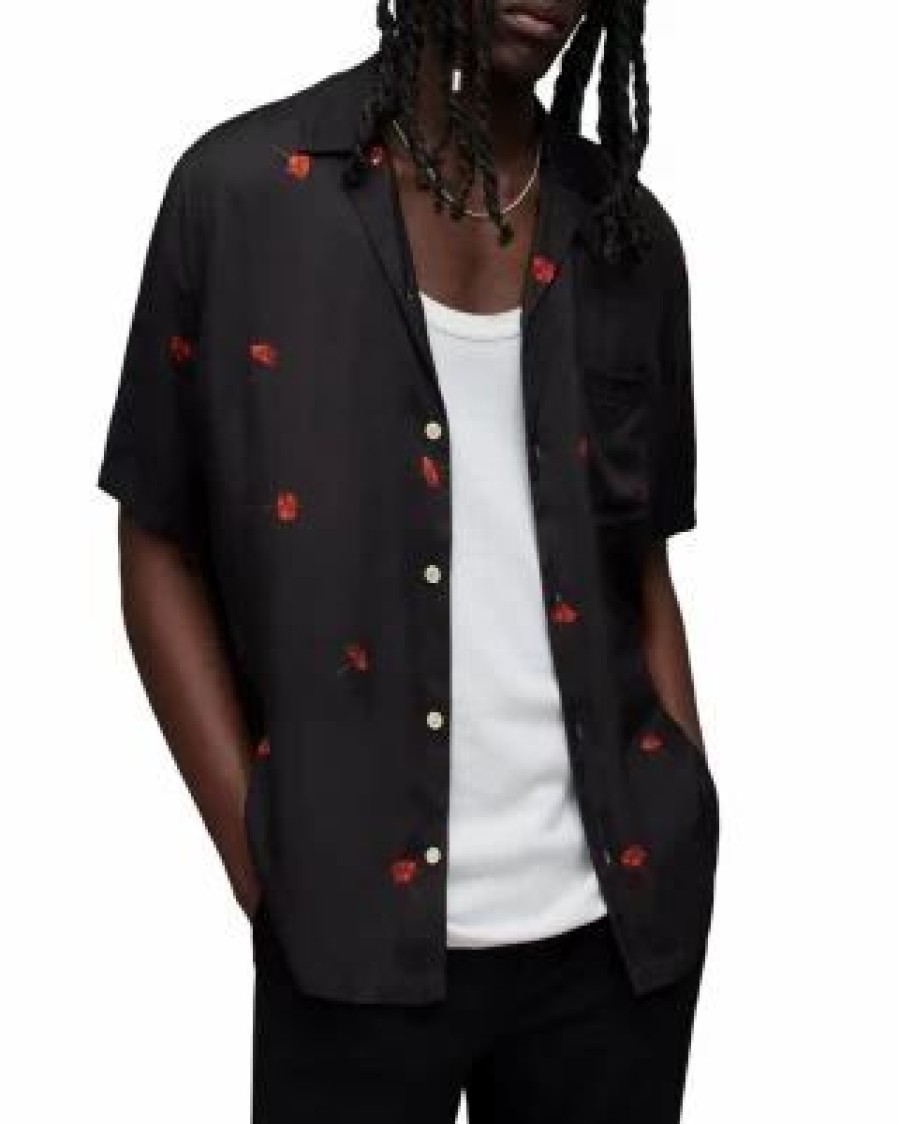 Men * | Poppies Short Sleeve Shirt Allsaints Black